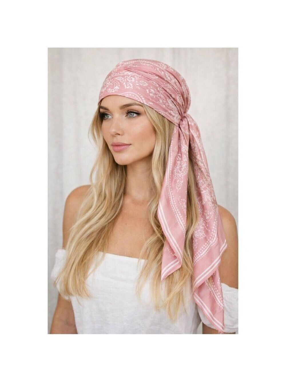27x27 Blush Pink Paisley Wild Rag Western Cowgirl Scarf - Picture 2 of 6